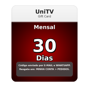 Recarga UNITV 30 dias código PIN mensal para 1 mês de streaming