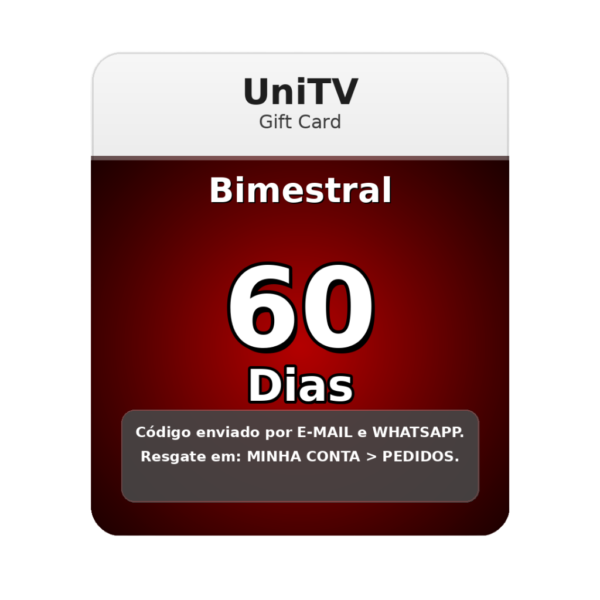 Card UNITV 60 dias Recarga UNITV 60 dias código PIN bimestral para 2 meses de streaming