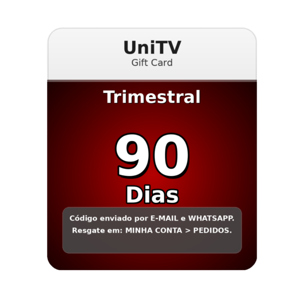 Recarga UNITV 90 dias código PIN trimestral para 3 meses de streaming